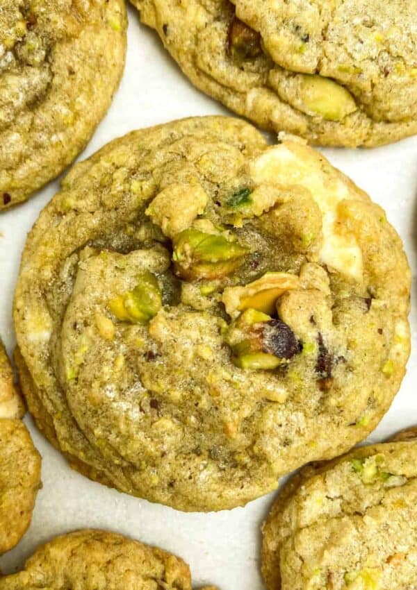 White chocolate pistachio cookies