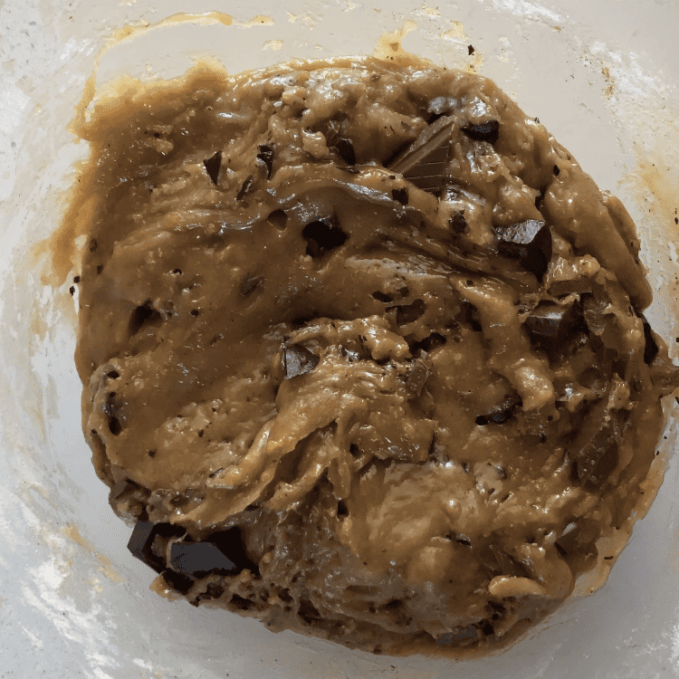 Cookie dough with chocolate.