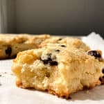 Cranberry white chocolate scone closeup shot